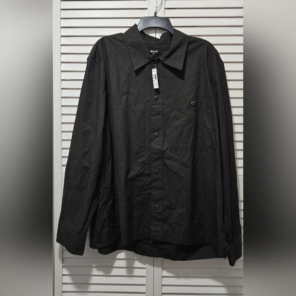 Madewell Mens Cotton Poplin Overshirt Mocha Brown Button Down Shirt XXL